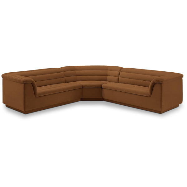 Meridian Cascade Saddle Velvet Fabric Modular Sectional IMAGE 1