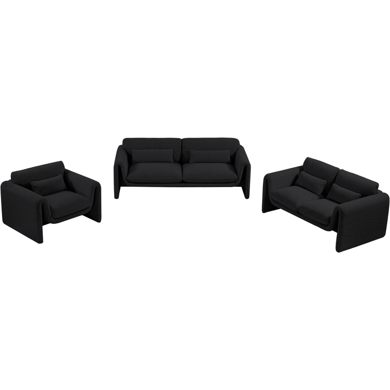 Meridian Stylus Black Boucle Fabric Loveseat IMAGE 14