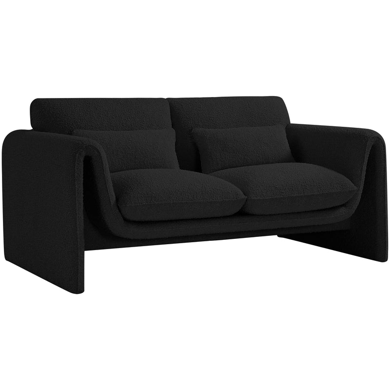 Meridian Stylus Black Boucle Fabric Loveseat IMAGE 17