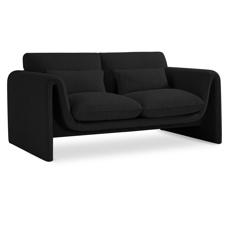 Meridian Stylus Black Boucle Fabric Loveseat IMAGE 1