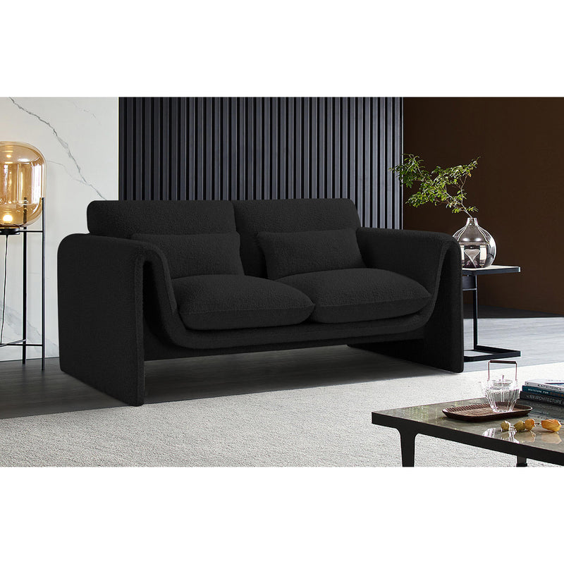 Meridian Stylus Black Boucle Fabric Loveseat IMAGE 2