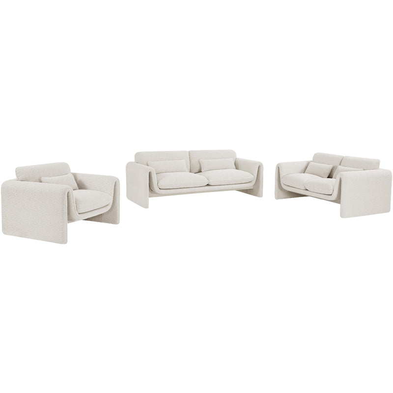 Meridian Stylus Cream Boucle Fabric Loveseat IMAGE 13