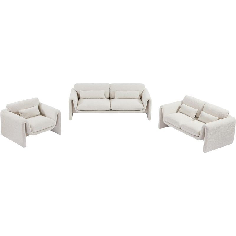 Meridian Stylus Cream Boucle Fabric Loveseat IMAGE 14