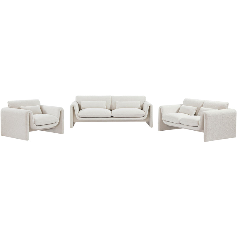 Meridian Stylus Cream Boucle Fabric Loveseat IMAGE 15