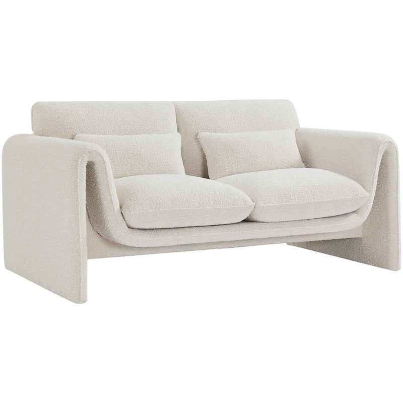 Meridian Stylus Cream Boucle Fabric Loveseat IMAGE 17