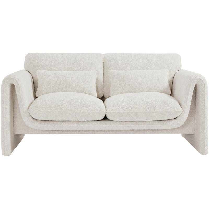 Meridian Stylus Cream Boucle Fabric Loveseat IMAGE 4