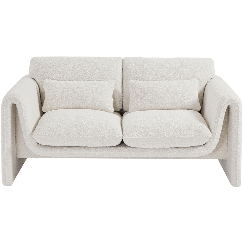 Meridian Stylus Cream Boucle Fabric Loveseat IMAGE 5