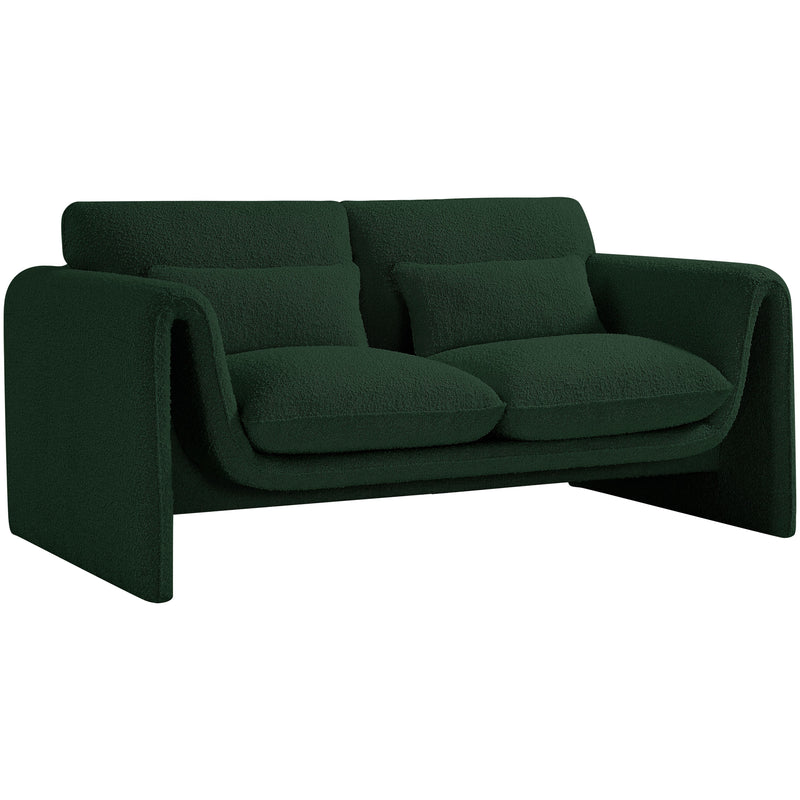 Meridian Stylus Green Boucle Fabric Loveseat IMAGE 17