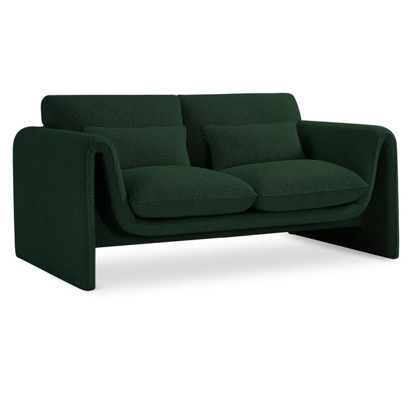 Meridian Stylus Green Boucle Fabric Loveseat IMAGE 1