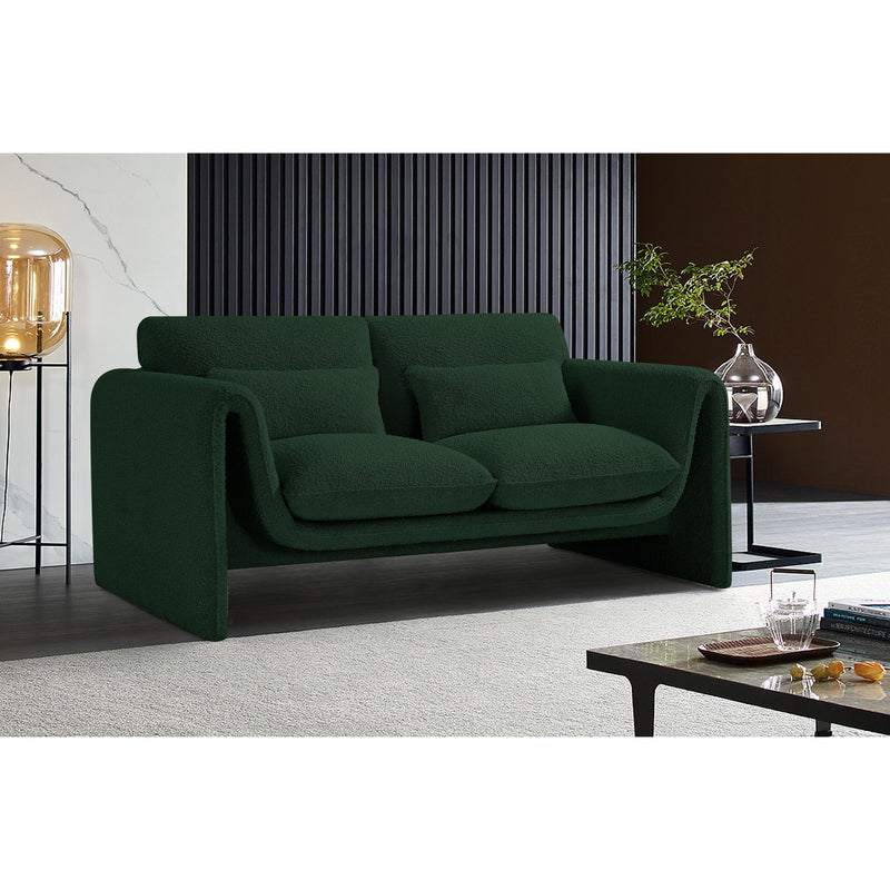 Meridian Stylus Green Boucle Fabric Loveseat IMAGE 2