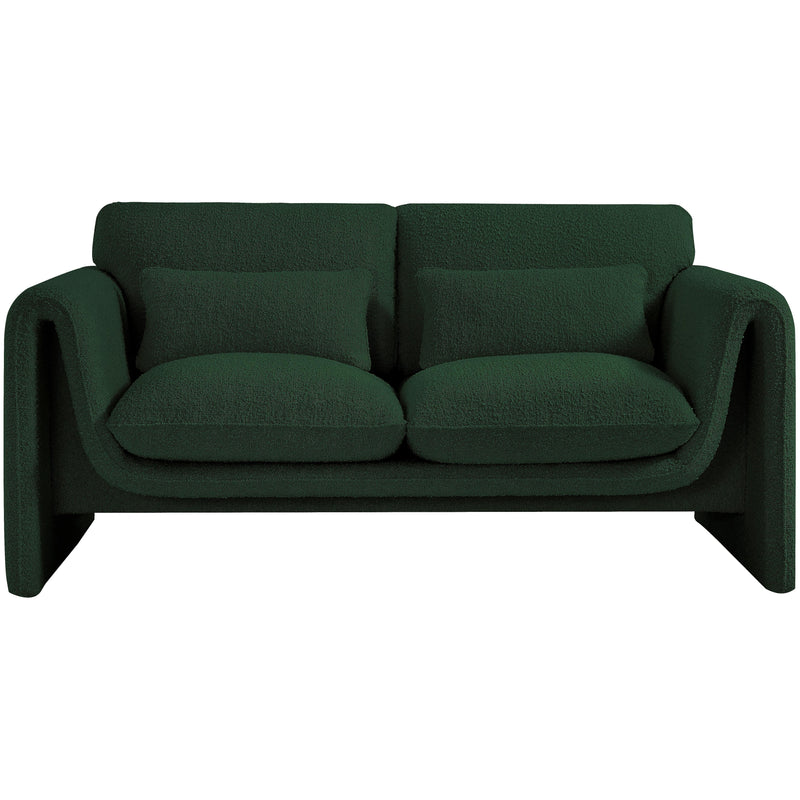 Meridian Stylus Green Boucle Fabric Loveseat IMAGE 4