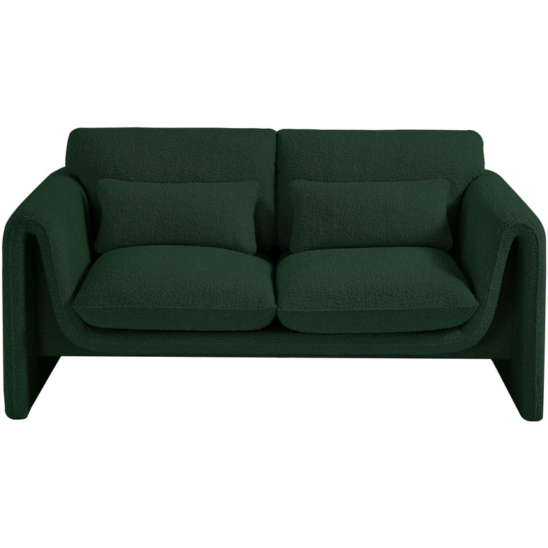 Meridian Stylus Green Boucle Fabric Loveseat IMAGE 5