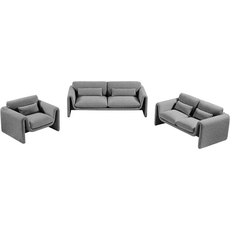 Meridian Stylus Grey Boucle Fabric Loveseat IMAGE 14