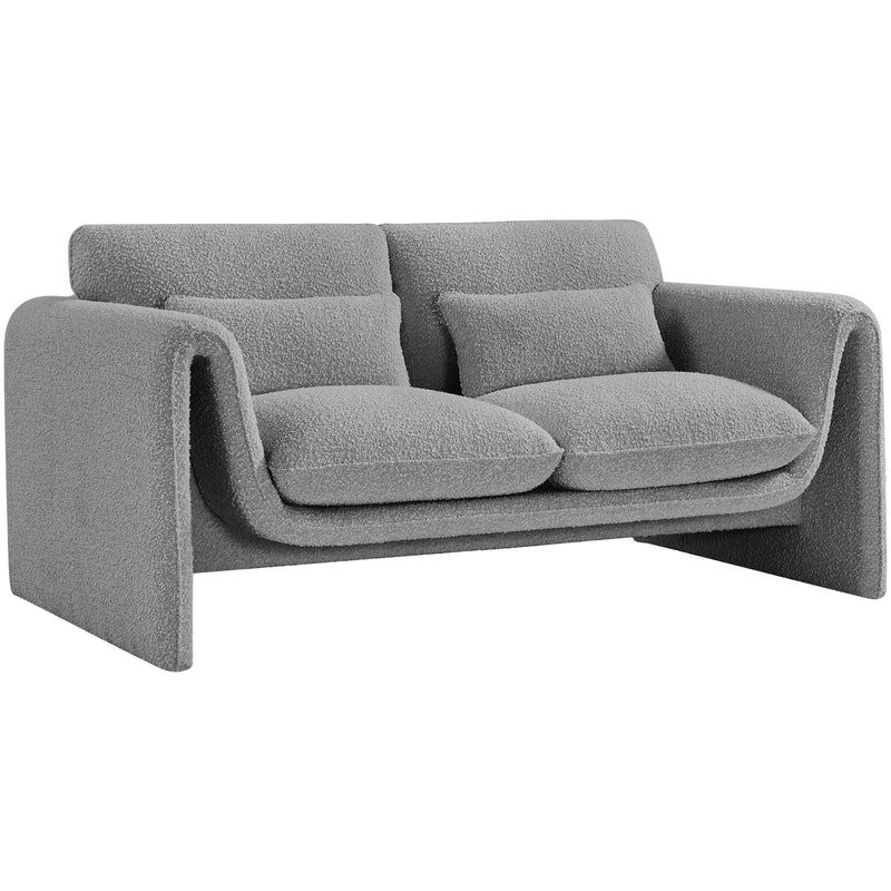 Meridian Stylus Grey Boucle Fabric Loveseat IMAGE 17