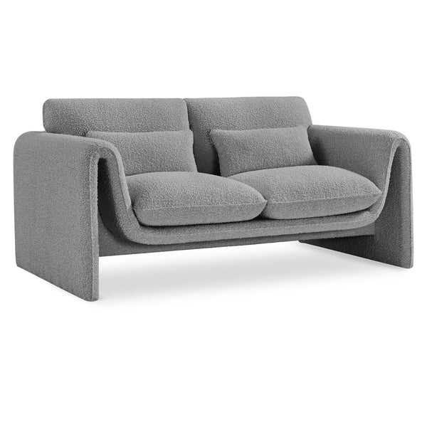 Meridian Stylus Grey Boucle Fabric Loveseat IMAGE 1