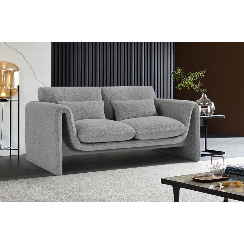 Meridian Stylus Grey Boucle Fabric Loveseat IMAGE 2