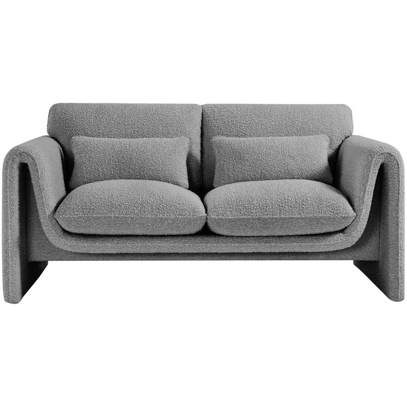 Meridian Stylus Grey Boucle Fabric Loveseat IMAGE 4