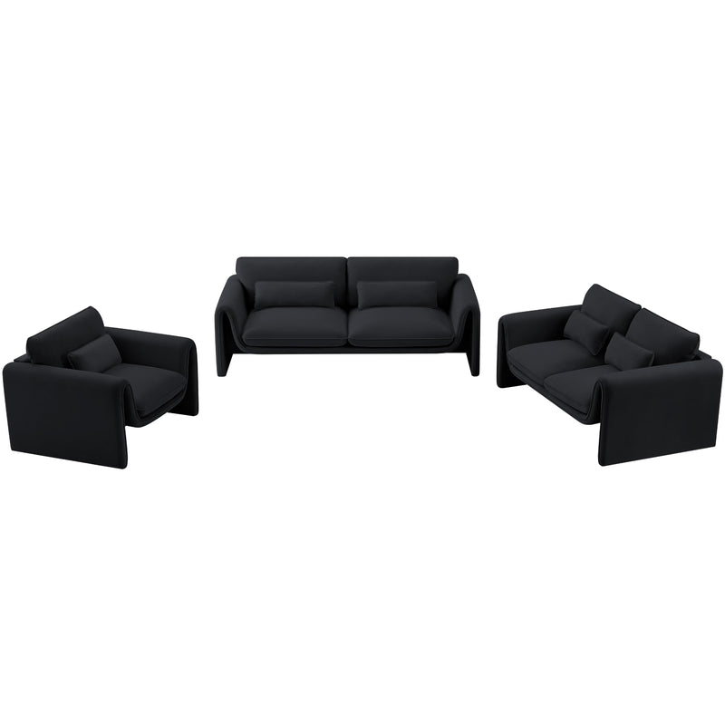 Meridian Sloan Black Velvet Fabric Loveseat IMAGE 13