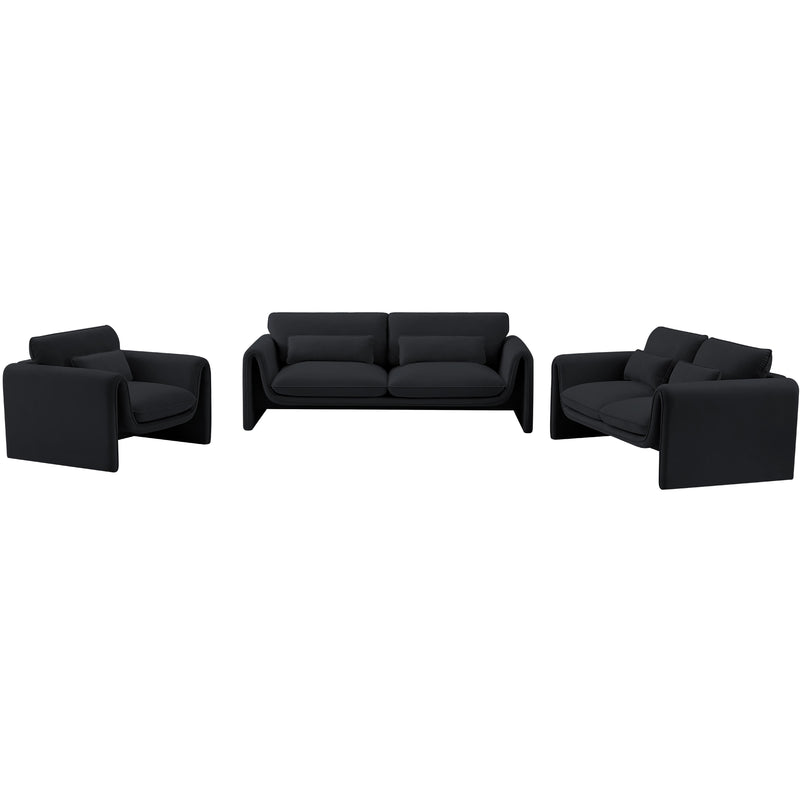 Meridian Sloan Black Velvet Fabric Loveseat IMAGE 14