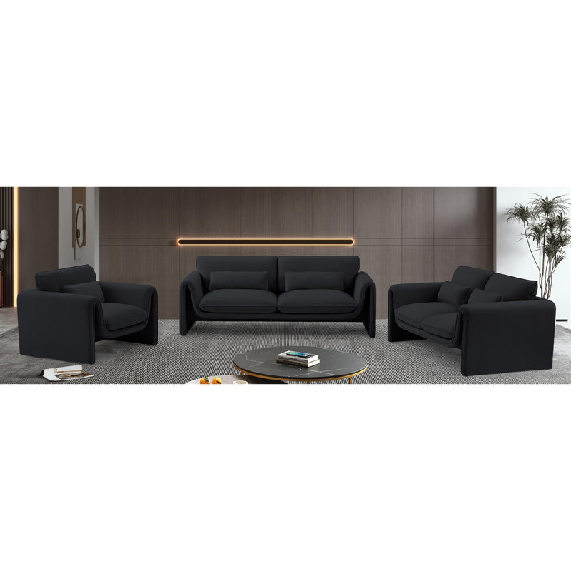 Meridian Sloan Black Velvet Fabric Loveseat IMAGE 15