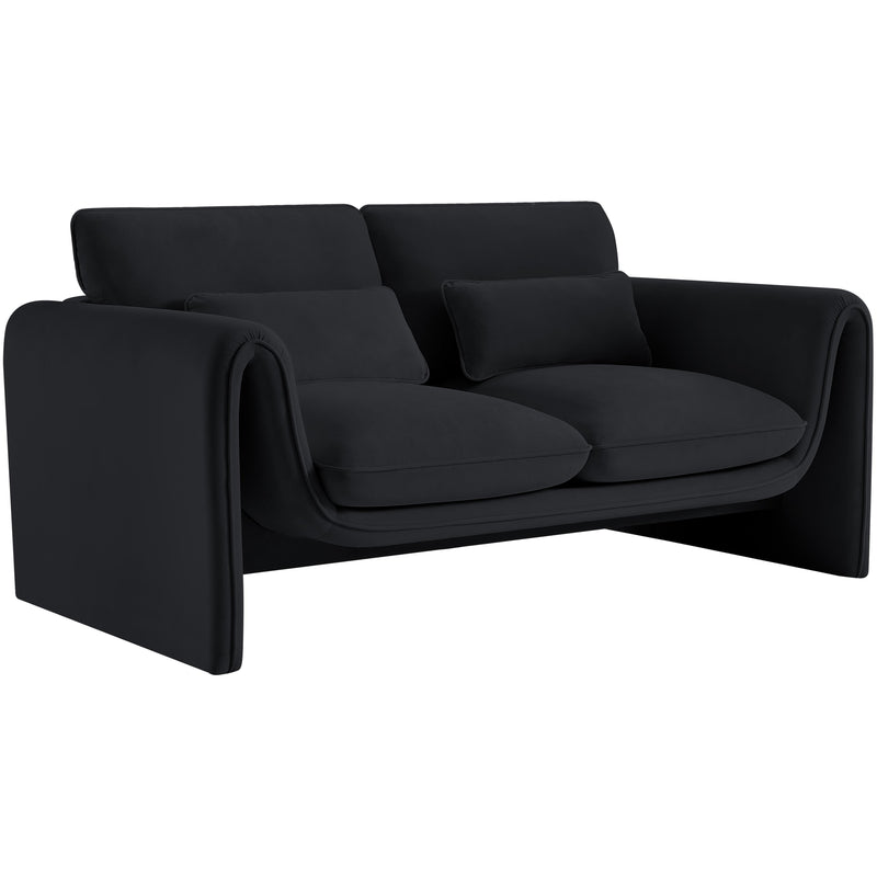 Meridian Sloan Black Velvet Fabric Loveseat IMAGE 16