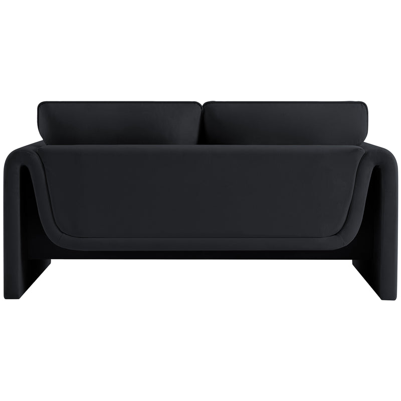 Meridian Sloan Black Velvet Fabric Loveseat IMAGE 3