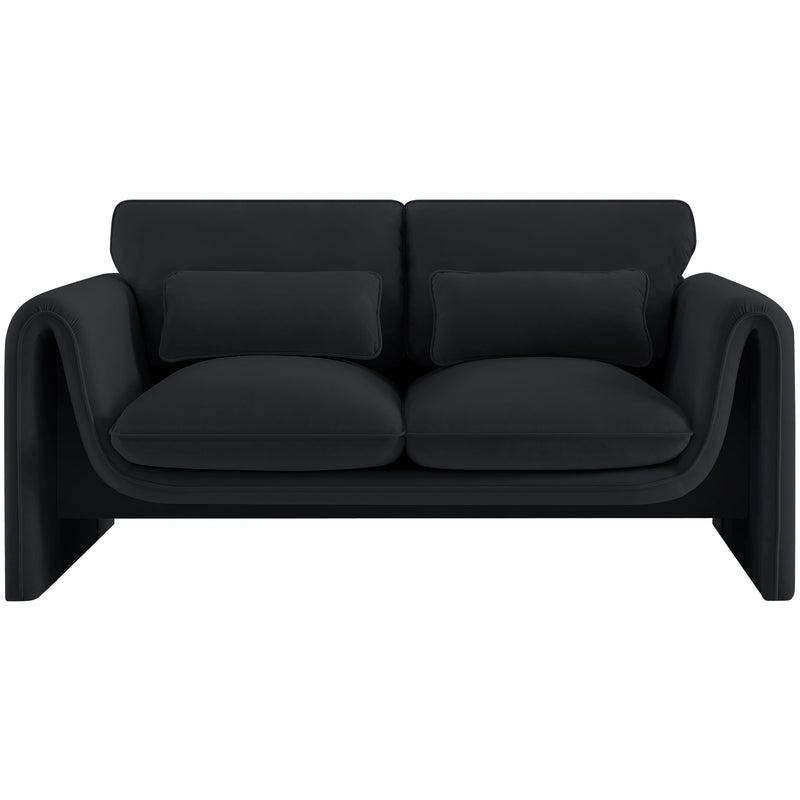 Meridian Sloan Black Velvet Fabric Loveseat IMAGE 4