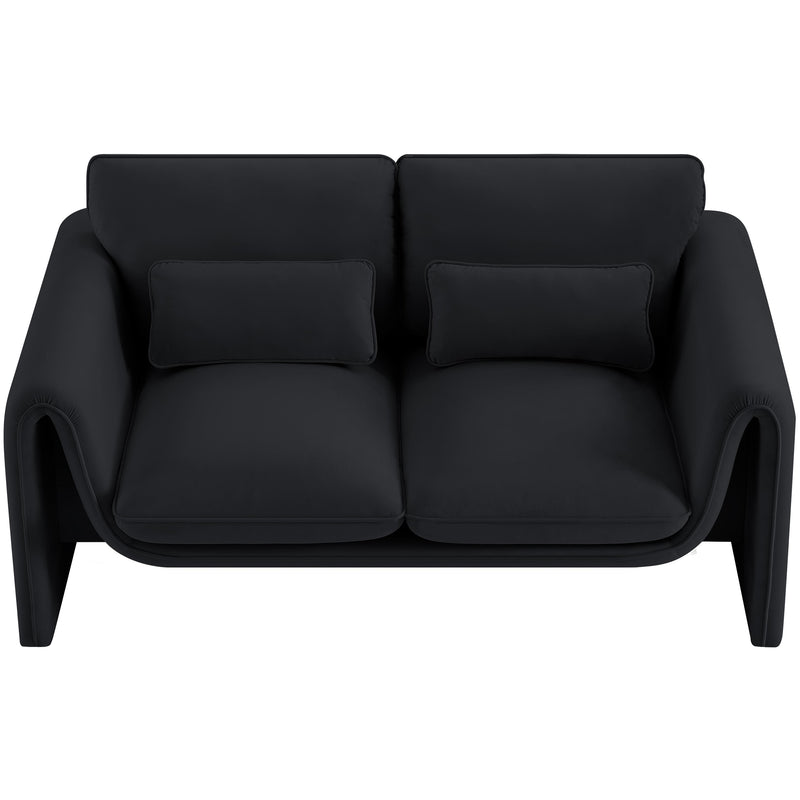 Meridian Sloan Black Velvet Fabric Loveseat IMAGE 5