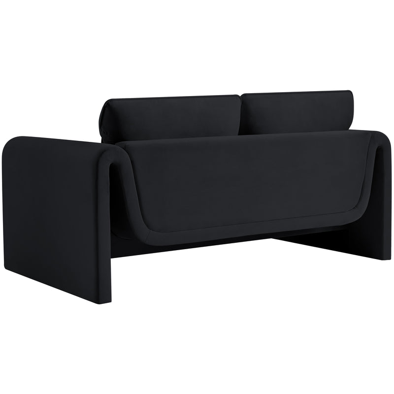 Meridian Sloan Black Velvet Fabric Loveseat IMAGE 7