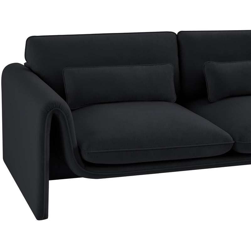 Meridian Sloan Black Velvet Fabric Loveseat IMAGE 9