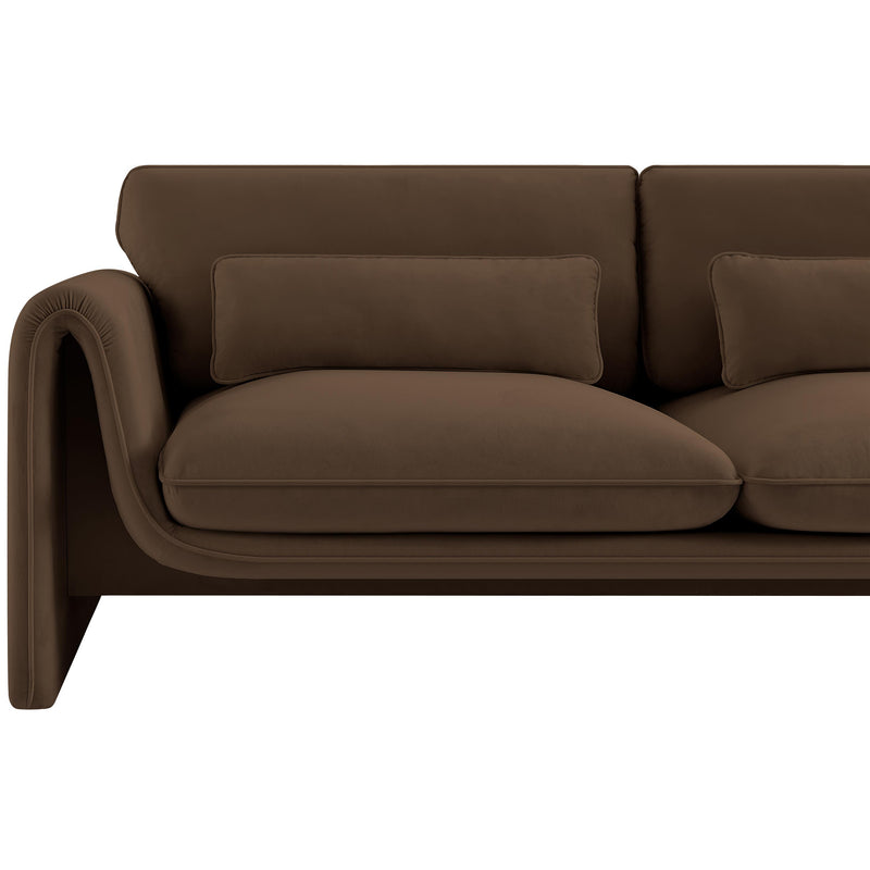 Meridian Sloan Brown Velvet Fabric Loveseat IMAGE 10