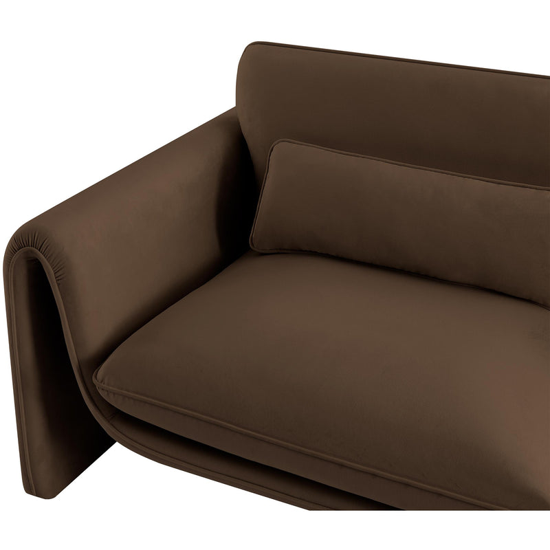 Meridian Sloan Brown Velvet Fabric Loveseat IMAGE 12