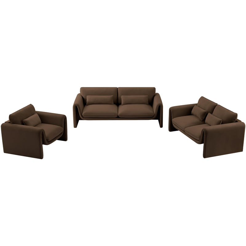 Meridian Sloan Brown Velvet Fabric Loveseat IMAGE 13