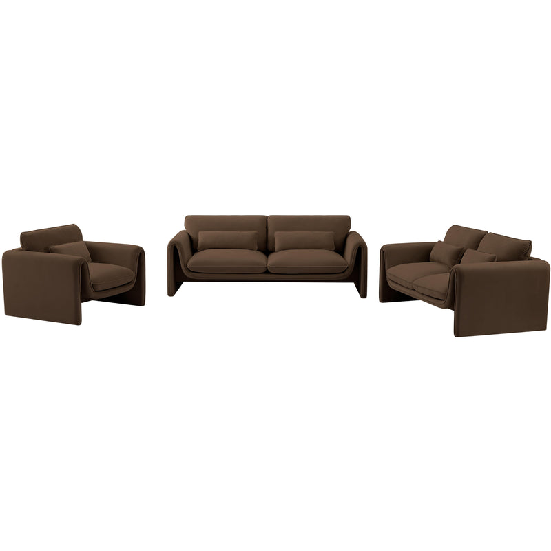 Meridian Sloan Brown Velvet Fabric Loveseat IMAGE 14