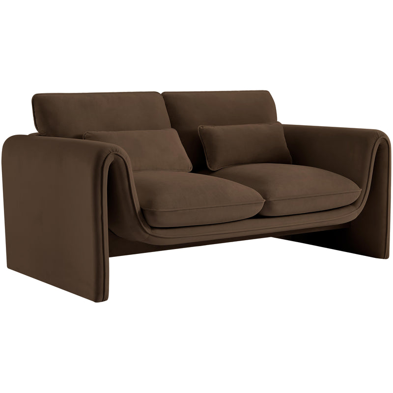 Meridian Sloan Brown Velvet Fabric Loveseat IMAGE 16