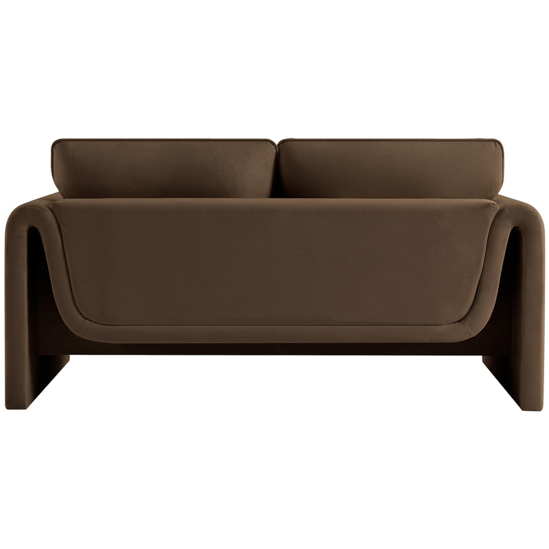 Meridian Sloan Brown Velvet Fabric Loveseat IMAGE 3