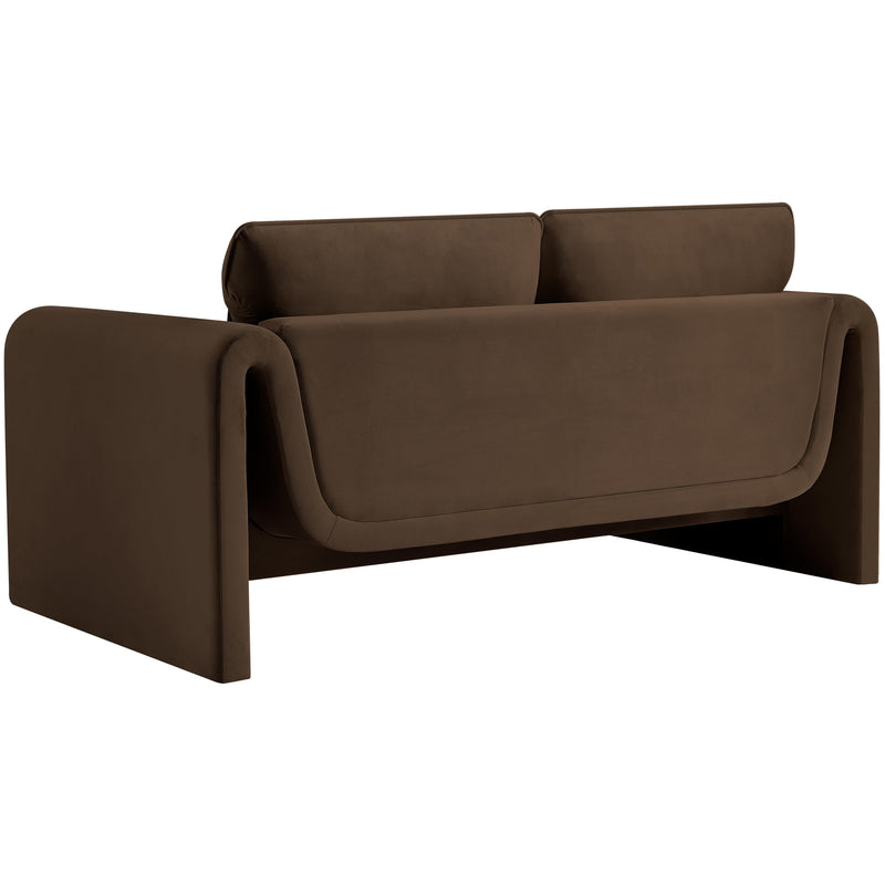 Meridian Sloan Brown Velvet Fabric Loveseat IMAGE 7