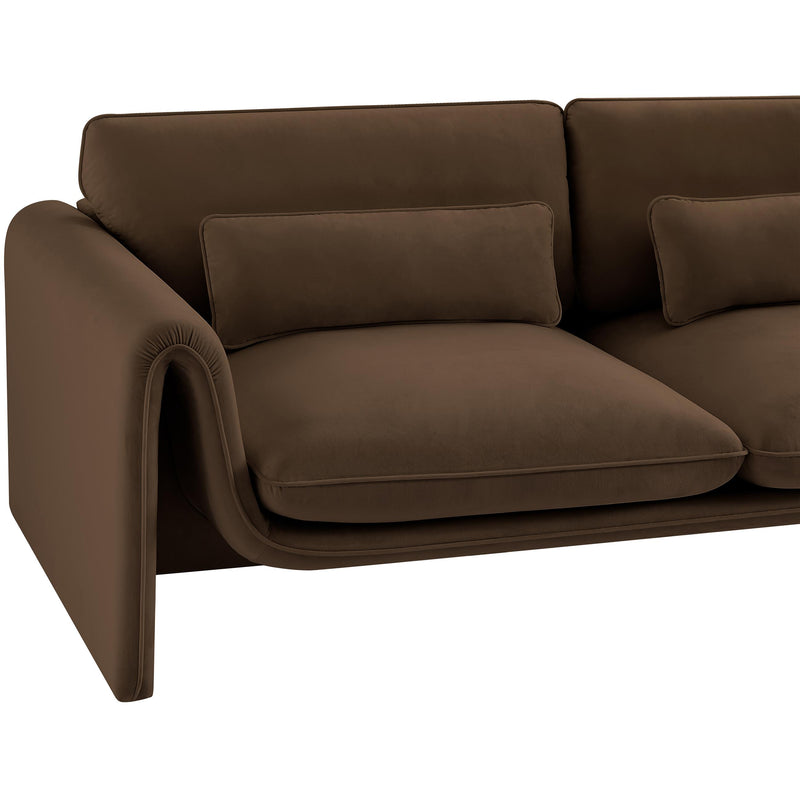 Meridian Sloan Brown Velvet Fabric Loveseat IMAGE 9