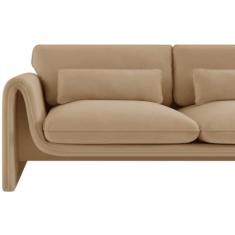 Meridian Sloan Camel Velvet Fabric Loveseat IMAGE 10