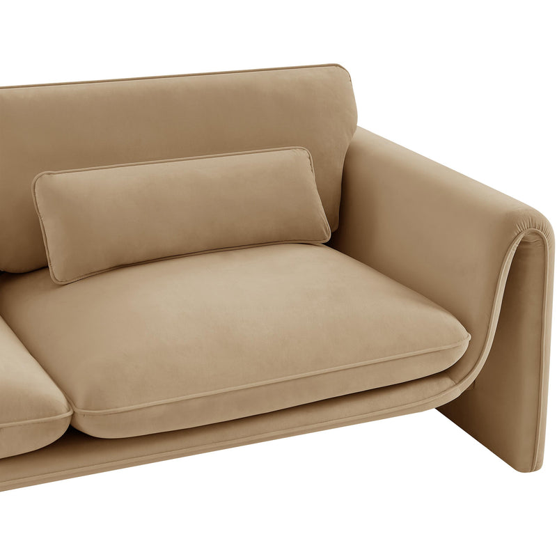 Meridian Sloan Camel Velvet Fabric Loveseat IMAGE 11