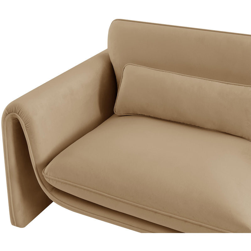 Meridian Sloan Camel Velvet Fabric Loveseat IMAGE 12