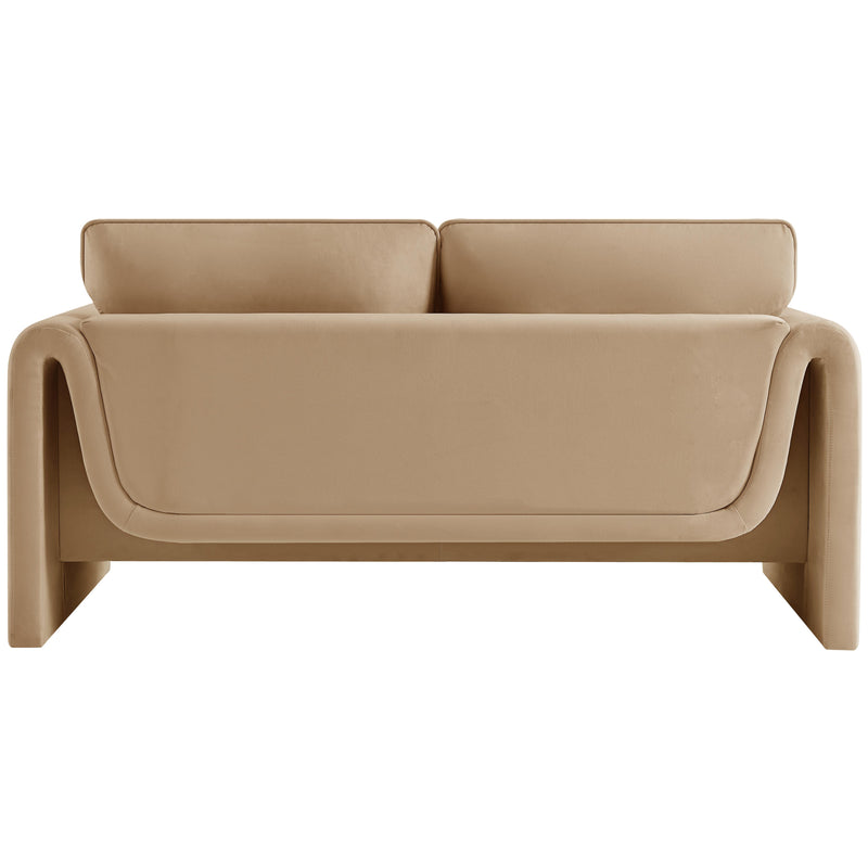 Meridian Sloan Camel Velvet Fabric Loveseat IMAGE 3