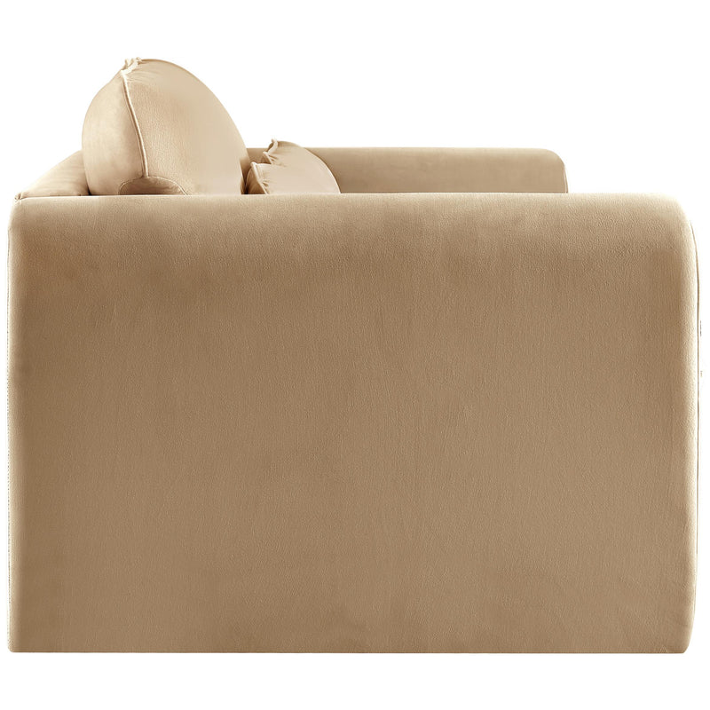 Meridian Sloan Camel Velvet Fabric Loveseat IMAGE 6