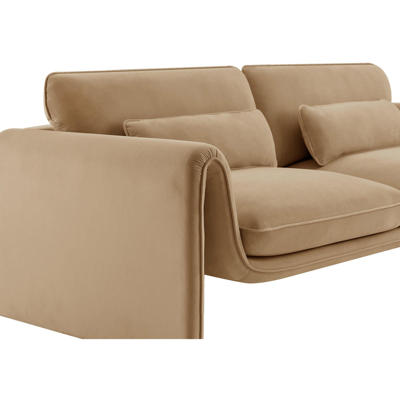 Meridian Sloan Camel Velvet Fabric Loveseat IMAGE 8