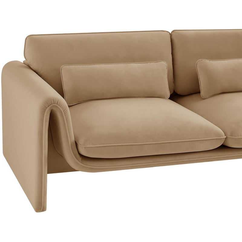 Meridian Sloan Camel Velvet Fabric Loveseat IMAGE 9