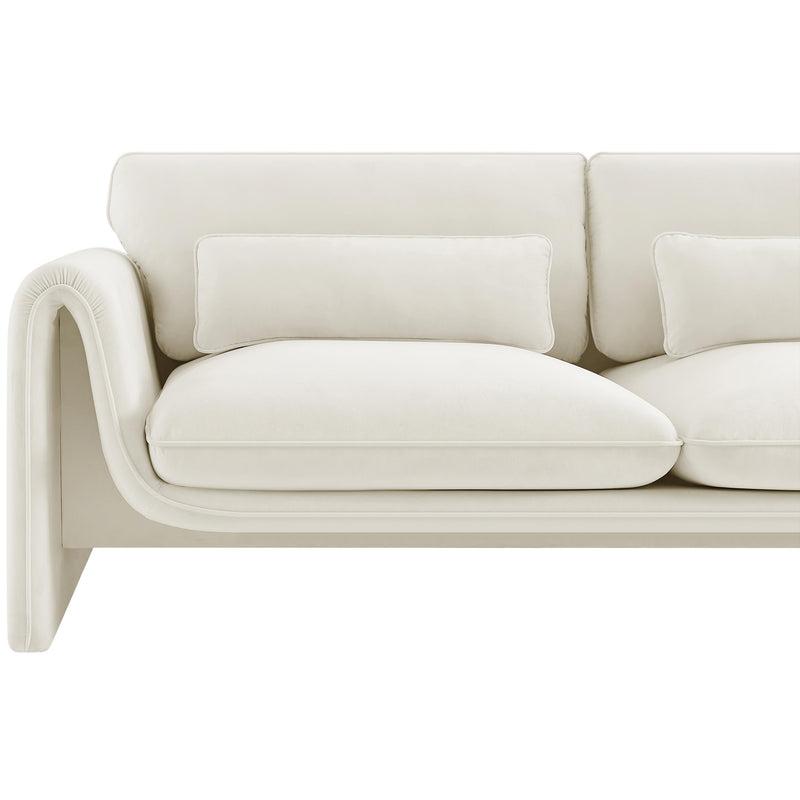 Meridian Sloan Cream Velvet Fabric Loveseat IMAGE 10