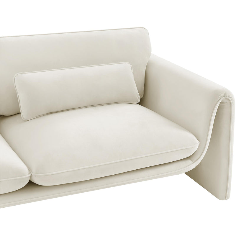 Meridian Sloan Cream Velvet Fabric Loveseat IMAGE 11