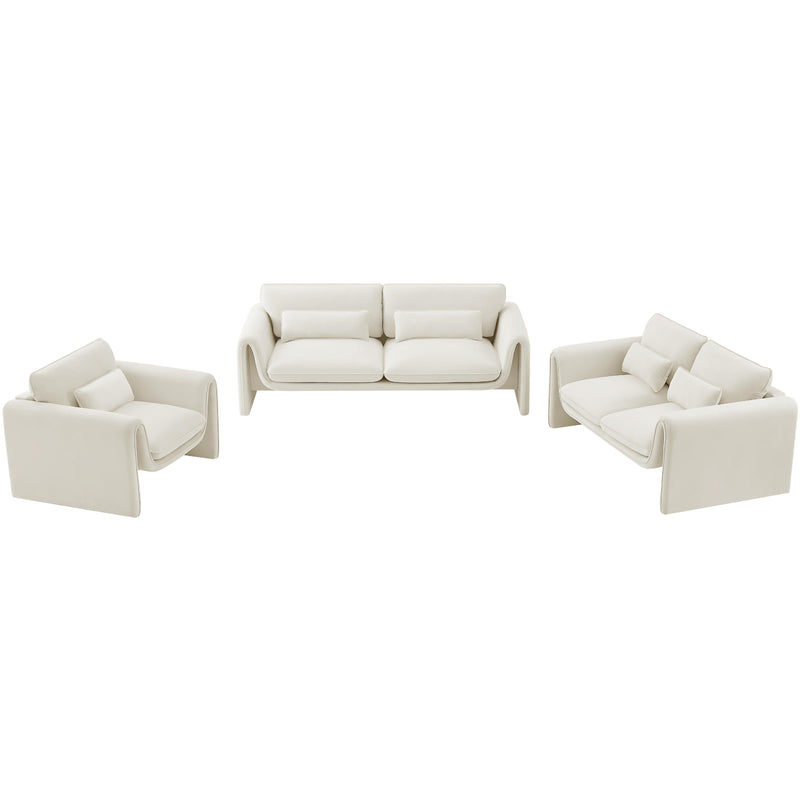 Meridian Sloan Cream Velvet Fabric Loveseat IMAGE 13