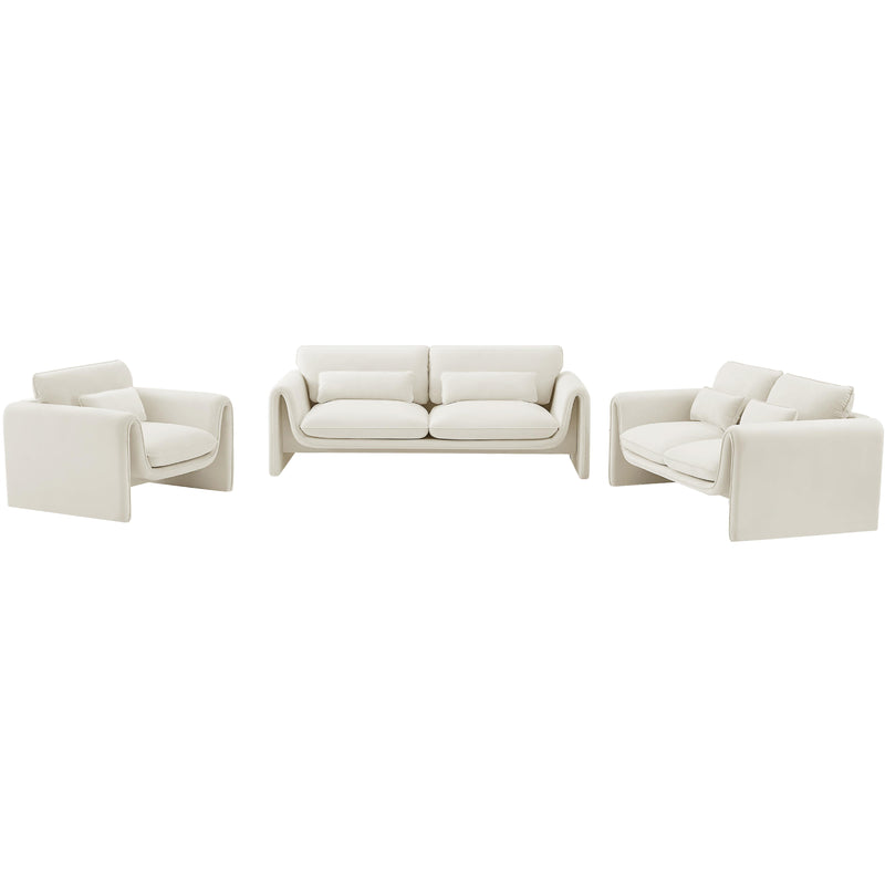 Meridian Sloan Cream Velvet Fabric Loveseat IMAGE 14