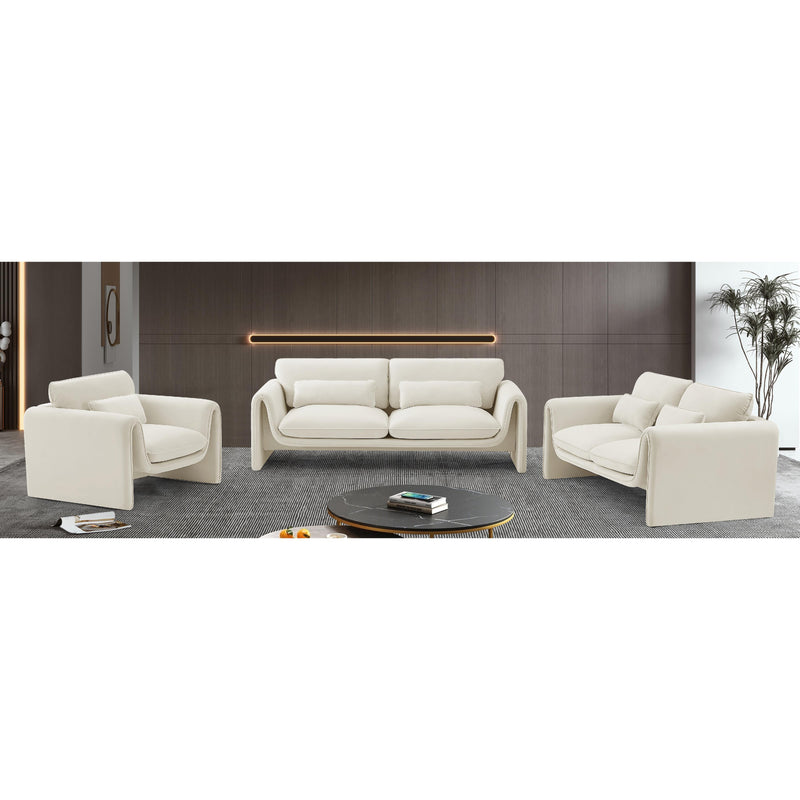 Meridian Sloan Cream Velvet Fabric Loveseat IMAGE 15